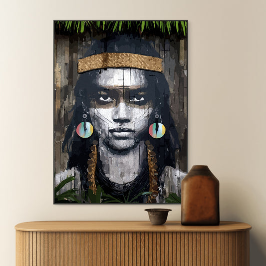 Tableau sur toile Tribal Grace dans un intérieur contemporain
