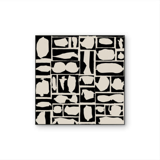 Tableau sur toile contemporain Grid Form en noir et ivoire