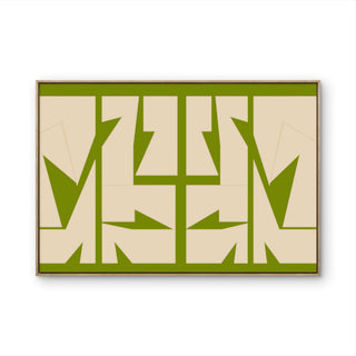 Tableau contemporain Balanced Form avec composition abstraite géométrique en tons beige et vert.