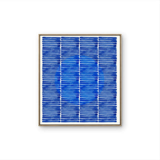 Tableau Blue Lines avec composition abstraite de lignes bleues répétées sur fond clair, dans un style contemporain et minimaliste.