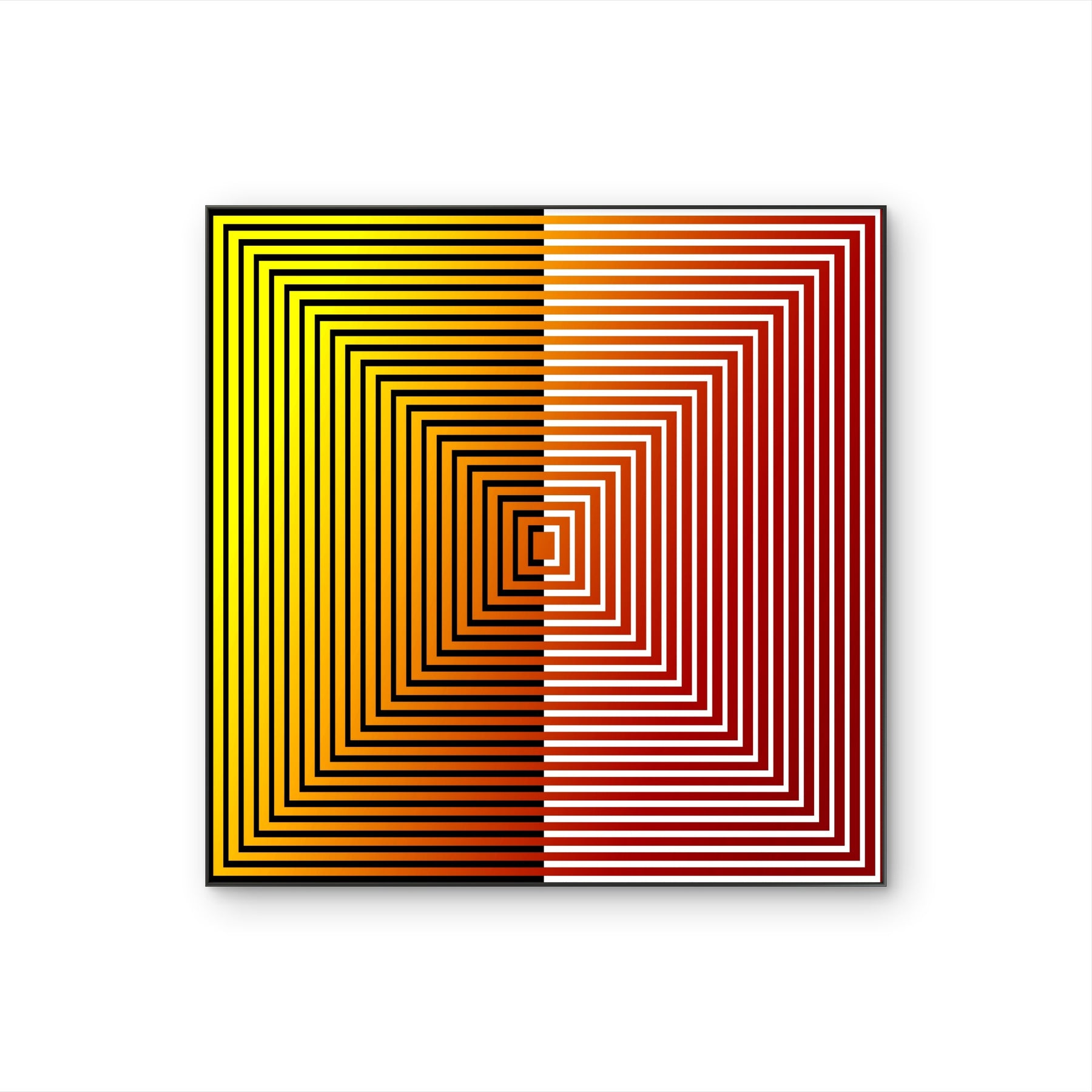Tableau contemporain Kinetic Field avec lignes géométriques concentriques et effet de profondeur optique.