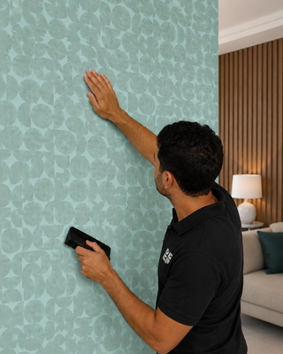 Revêtement mural graphique vert sauge pour intérieur premium
