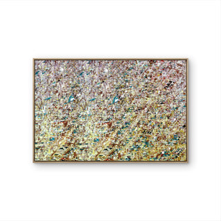 Tableau abstrait contemporain Soft Rain aux tons clairs, vert-bleu et bruns