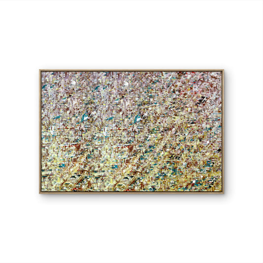 Tableau abstrait contemporain Soft Rain aux tons clairs, vert-bleu et bruns