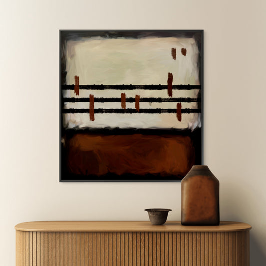 Tableau Burnt Rhythm dans un intérieur contemporain